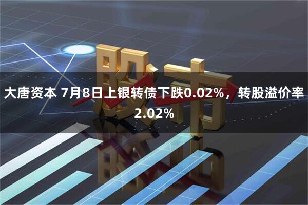大唐资本 7月8日上银转债下跌0.02%，转股溢价率2.02%